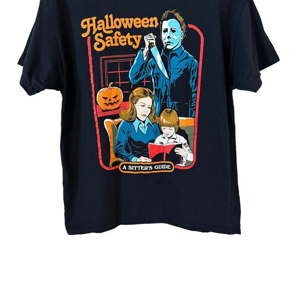 Men's Halloween Print Crew Neck Short Sleeve T Shirt Black Size Large - Picture 4 of 6